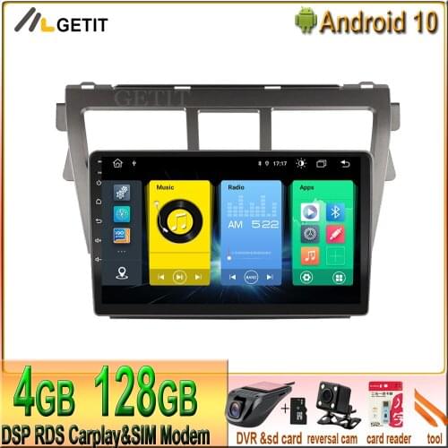 4G+128G CARPLAY 9'' Android 10 Car Player For Toyota VIOS Yaris 2007 2008 2009 2010-2012