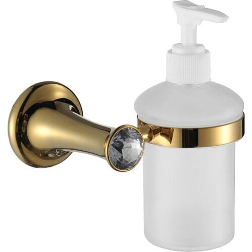 Free shipping gold Finish BATHROOM ACCESSORIES SMALL CRYSTAL SOAP DISPENSERS