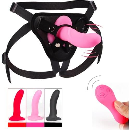 Wireless Remote 10 Speeds Sex Wearable Dildo Vibrator Panties for Woman Lesbian Masturbator Sex Real Penis Dildo Belt Vibrator