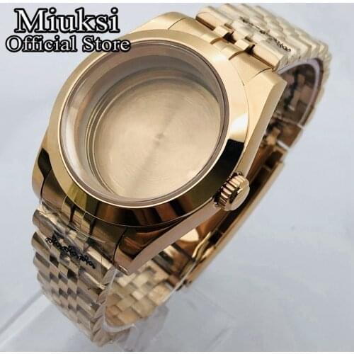 Miuksi 40mm rose gold case sapphire glass jubilee strap fit NH35 NH36 ETA2836 Miyota 8205 8215 821A Mingzhu DG2813 3804 movement