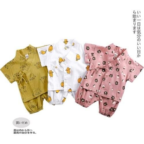 Baby Summer Nightwear Set Short Sleeve Kimono Infantil Suit Pyjamas baby 2Pcs Girls Boys Sleepwear newborn Nightwear Cute Kids