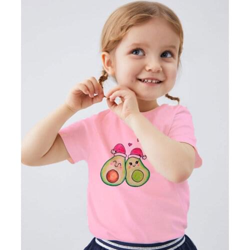 New Shelves Short Sleeve T Shirt Boys Crew Neck Girls Shirts Cartoon Avocado Kiss Love Pattern Toddler Shirt Kawaii Tshirt Girl