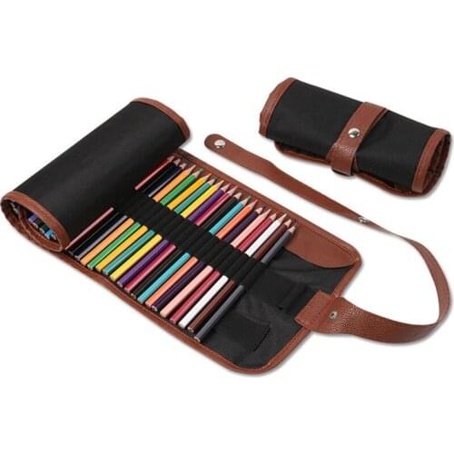 36/48/72 National Style Slot Canvas Pencil Bag Wrap Fold Pouch Pen Bag Storage Organizer Stationery Office School Supplies H6573