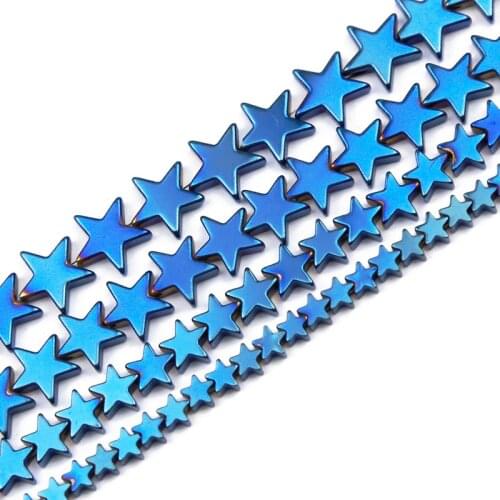 JHNBY 4/6/8/10mm Blue Five-Pointed Star Hematite Natural Stone Spacers Loose Beads For Jewelry Making Diy Bracelets Accessories