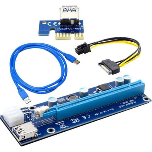 TPFEEL 6pin USB3.0 PCI-E Express 1x to 16x Extender GPU Riser Card Adapter 60cm SATA Power Cable