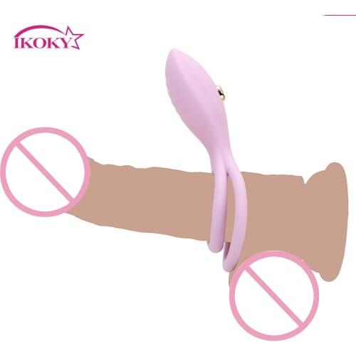 IKOKY Vibrator Penis Rings Delay Ejaculation Male Masturbation Clitoris stimulation Sex Toys for Men Adult Sex Products