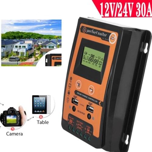 MPPT Solar Charge Controller 12V 24V 30A 50A 70A Solar Panel Battery Regulator Dual USB LCD Display Load Discharger