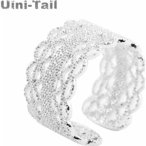 Uini-Tail hot new 925 sterling silver openwork lace opening ring Korean fashion sweet personality sexy high quality jewelry