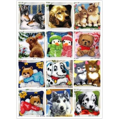 Latch Hook animal DIY Needlework Unfinished Crocheting Cushion Mat Embroidery Carpet Rug Mr. Bear Home Decor latch hook dog