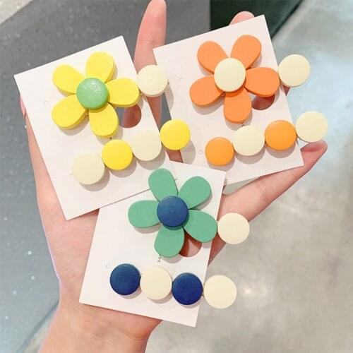 2Pcs/Set Fashion Hair Clips Hairpin Geometric Korean Hairgrip Oval Flower Hair Barrette Women Girls Headband Hair Accessories