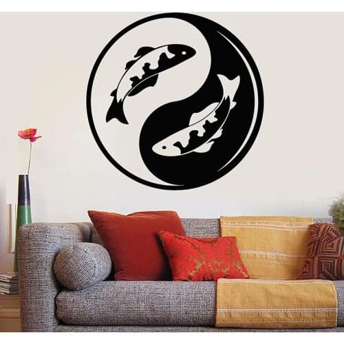 Yin Yang Wall Decal Koi Fish Zen Asian Style Bedroom Meditation Room Interior Decor Vinyl Window Stickers Art Wallpaper Q449