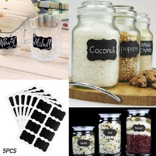40PCS Kitchen Accessories Blackboard Stickers Labels With Rewritable White Liquid Chalk Salt Spice Jar Organizer Kitchen Tools