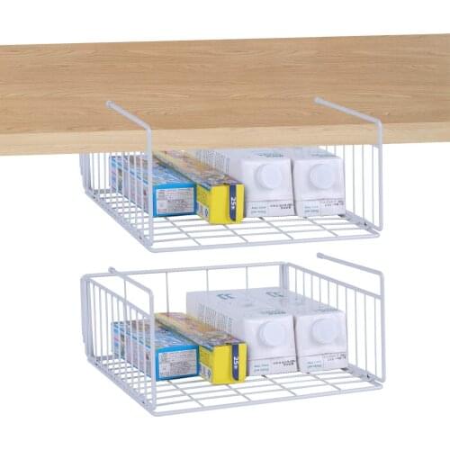 Stainless Steel 2-Pack Under Cabinet Shelf Basket Organizer, Metal Wire Rack Hanging Storage Baskets Holds up to 22lbs for Kitch