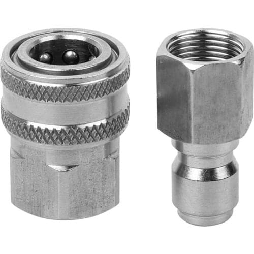 Stainless Steel Pressure Washer Adapter Set G3/8 Inch Female Quick Connect Plug And Socket For Attach A Hose To The Water Pump