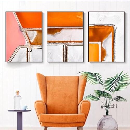 Orange Abstract Geometric Color Block Wall Art Pictures Canvas Painting Print Modern Gallery Poster for Living Room Home Decor
