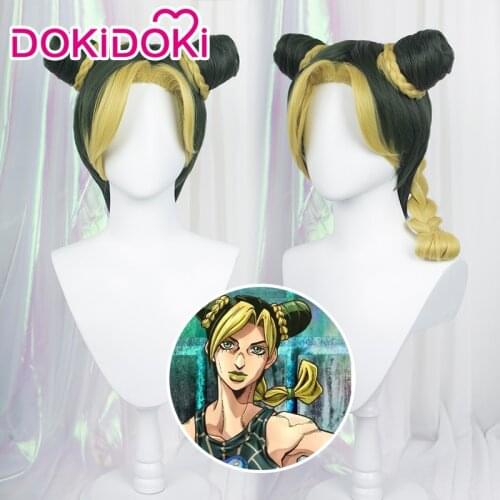 DokiDoki Anime Version JoJos Bizarre Adventure Cosplay Wig Jolyne Cujoh Heat Resistant Synthetic JoJos Bizarre Adventure Wig