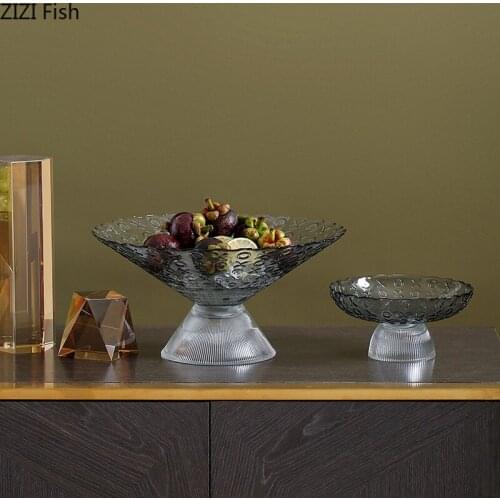 Luxury Fruit Tray European-style Home Living Room Coffee Table Decoration Ornaments Glass Fruit Tray Creative Tray Home Decor