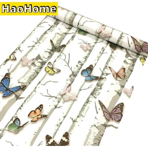 HaoHome Butterfly DIY Self Adhesive Wallpaper Peel And Stick Contact Paper for Bedroom Shelf Drawer Decor