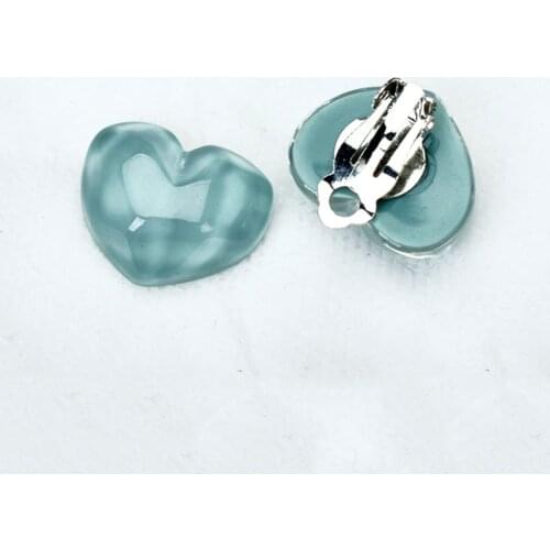 No Ear Hole Resin Heart Ear Clip On Earrings Without Piercing Simple Big Red Blue Women Earring Geometric Jewelry bijoux femme