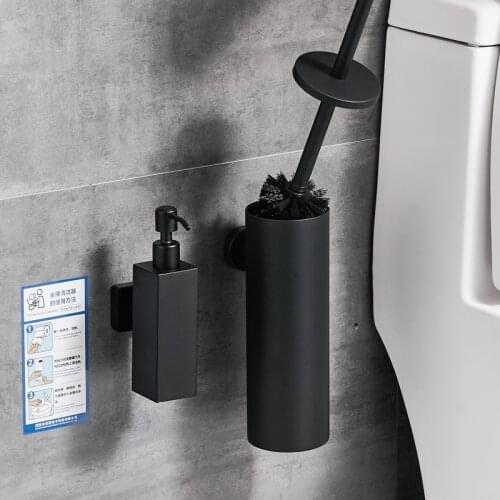 Stainless Steel Toilet Brush Black Without Punching Toilet Brush Bathroom Tools Nordic Brosse Toilette Household Products DF50MT