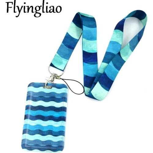 Blue Water Ripple Lines Neck Strap Lanyard for keys lanyard card ID Holder Jewelry Decorations Key Chain for Accessories Gifts