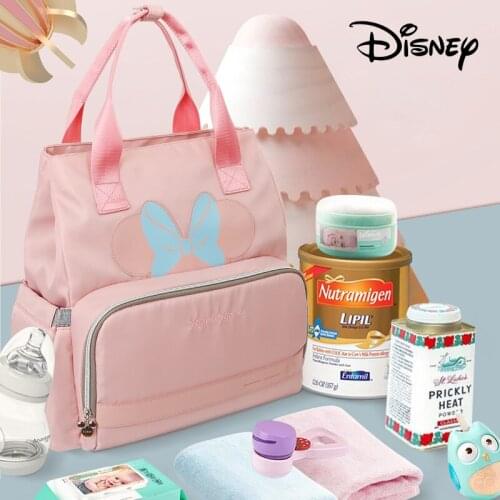 Disney Cartoon Baby Diaper Bags USB Heating Waterproof Wet Bag Mother Storage Bag Travel Stroller Large Capacity Baby Care Bag