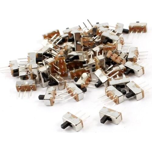 55 Pcs 3 Terminals PCB Panel Mount 2 Position SPDT ON-OFF Horizontal Mini Slide Switch