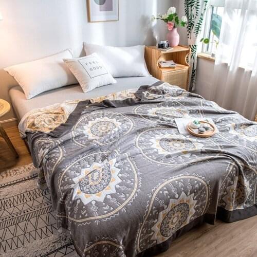 Japanese-style 5 Layers Bamboo Cotton Gauze Towel Muslin Blanket Soft Throw Plaid For Adults On Bed Sofa Plane Travel Bedspread