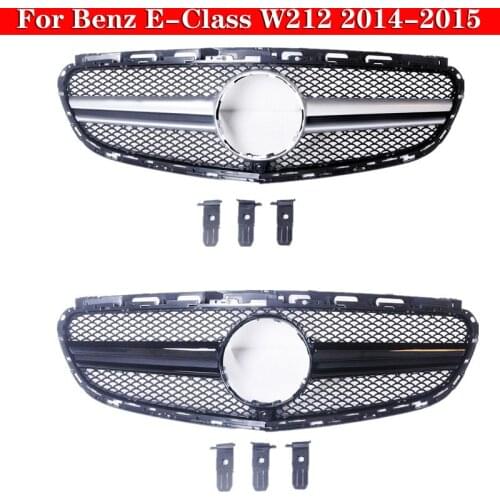 AMG Vertical Bar Middle Grill For Mercedes-Benz E-Class W212 2014-2015 Styling Center Grille ABS Plastic Front Bumper Grill