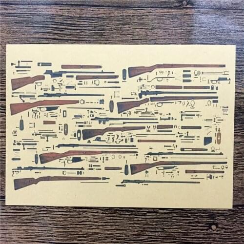 XQ-139 retro kraft paper "States sniper rifle Graphic" wall stickers home decor living room poster sticker for kids 42x30 cm