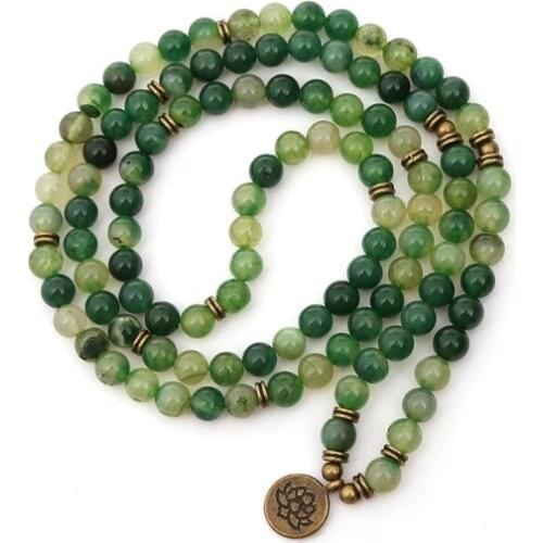Yellow 108 beads 8mm elastic adjustable Lotus life tree Buddha OM eye Chakra Reiki agate Onyx Yoga Bracelet necklace 5h4d