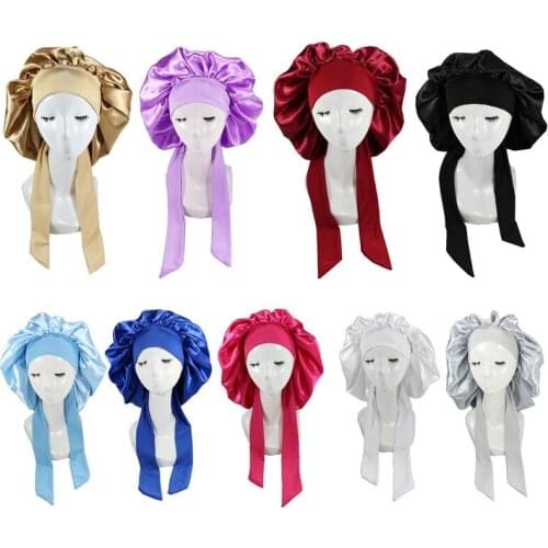 Y166 Womens Silky Soft Shower Head Cover Satin Turban Headscarf Girls Night Sleeping Hats Hair Bonnet