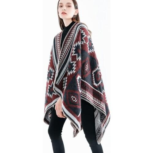 NEW Women Winter Boho Hooded Coat Cape Poncho Ladies Shawls Wrap Female Pashmina Plaid Cashmere Blanket Scarf Bufanda Mujer