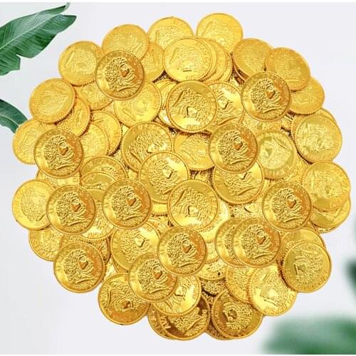100pcs Gold Coins Gold Coins Props Game Accessary Funny Playing Toys for Kids Children (Golden)