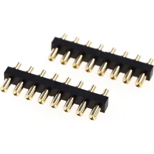 2 pcs 8 Pin 2.54 mm Pitch Concave Face Target Connector 5.5 mm Height Through Holes For Spring Loaded Pogo Pin Connector