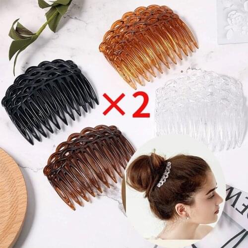 2pcs Plastic Hair Side Combs French Twist Hair Comb Straight Teeth Hair Clip Comb Accessories For Women Wedding Party Styling