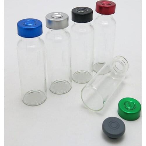 200pcs/lot 20ml Clear Glass Vials with Aluminum Lids Essential Oil Test Sample Bottle With Butyl Silicone Rubber Stopper