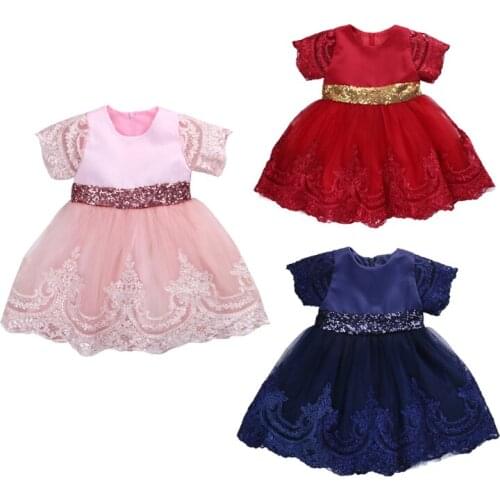 2018 Fashion Formal Princess Newborn Toddler Baby Girls Lace Bow Solid Knee-Length Tutu Fancy Dress 3 Style Outfit Party
