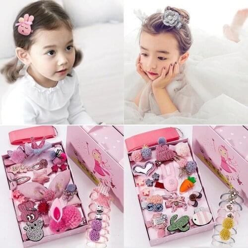 24PC/10 Pcs Hair Clip Set Cute Cartoon Head Rope Bow Flower Animal Headgwear Elastic Hair Band Hair Ring headband for baby girl