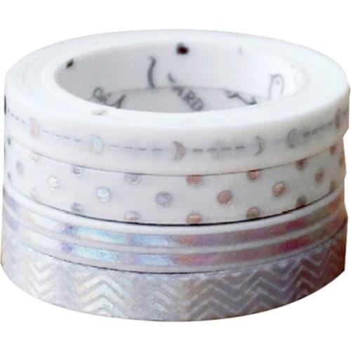 5rolls/set 5mm*5m Flower Foil Washi Tape Colorful Decorative Masking Tape Scrapbooking Photo Album School Stationery Slim Tape