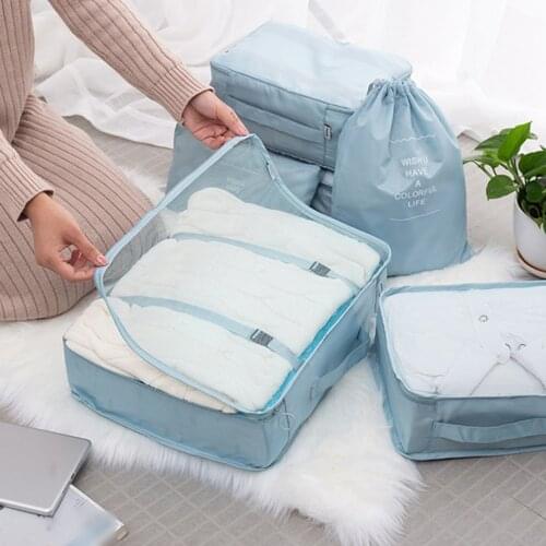 6pcs/set Portable Storage Bags For Clothes Shoe Pillow Quilt Oxford Cloth Waterproof Travel Luggage Organizers Cosmetic Bag