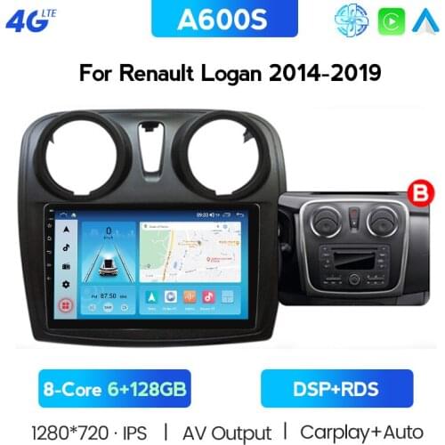 Android 10 Car 9 Inch 2 Din RDS Dual Lens Radio Quad Core WIFI GPS Have BT Multimedia For Renault Logan 2 Sandero 2 2014-2019
