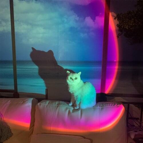 Atmosphere Led Night Light Sunset Projector Lamp Rainbowfor Home Bedroom Coffe shop Background Wall Decoration USB Table Lamp