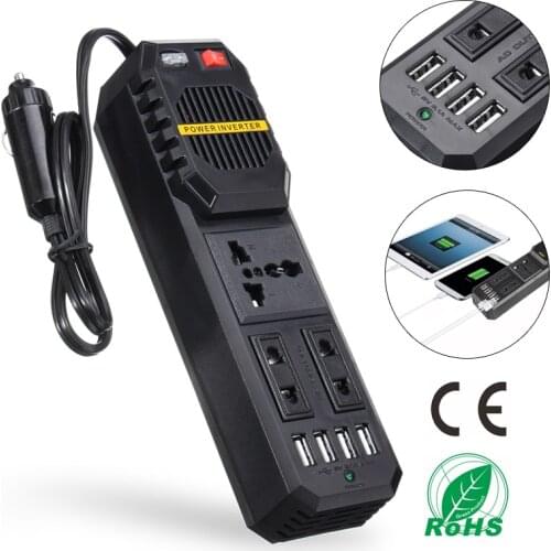 Car Inverter Auto Power Inverter 12V to 220V with 4 USB Charger Ports Voltage Transformer DC AC Converter Adapter