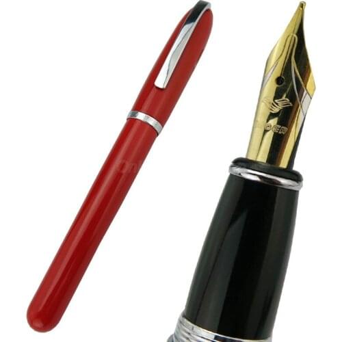 Baoer Fountain Pen Red Barrel With Silver Clip Iridium Medium Nib Writing Gift Pen Office & School & Home Supplies