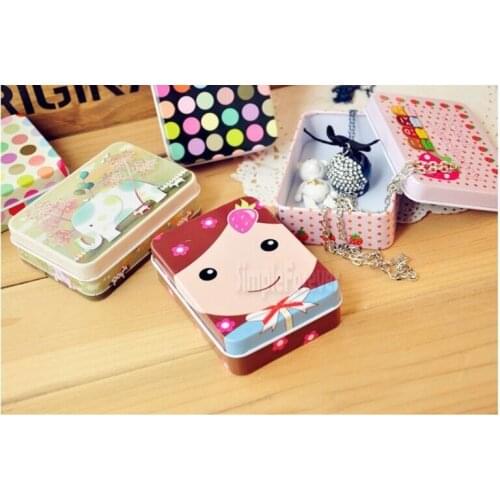 Free Shipping 100pcs Lovely Metal Rectangular Jewelry Storage Box Candy Tin Box Organizer Holder Trinket Gift Mini Cute