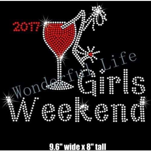Free shipping Girls Weekend 2017 iron on rhinestone transfer applique bling patch