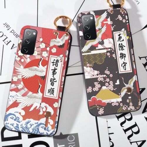 Phone Holder Case For Samsung Galaxy Note 10 Lite 20 Birds Crane Wrist Strap Case For Samsung S11 Plus S20 FE S21 Ultra