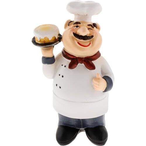 French Chef Figurines Kitchen Cooking Chef Sculpture for Countertop Table Dinning Room