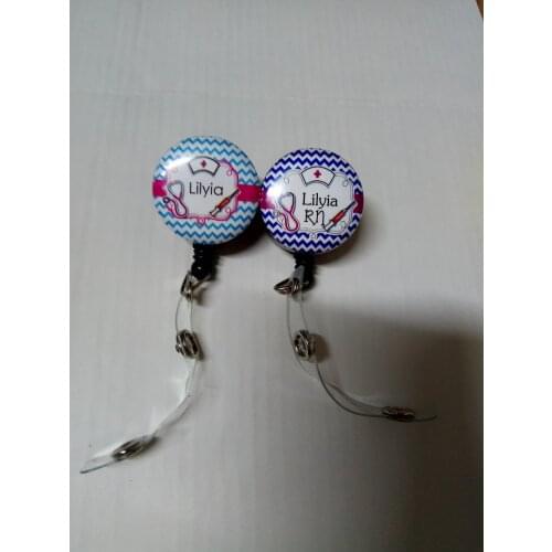 Personalized Names Nurse Retractable ID Badge reel with metal clip 10pcs/lot